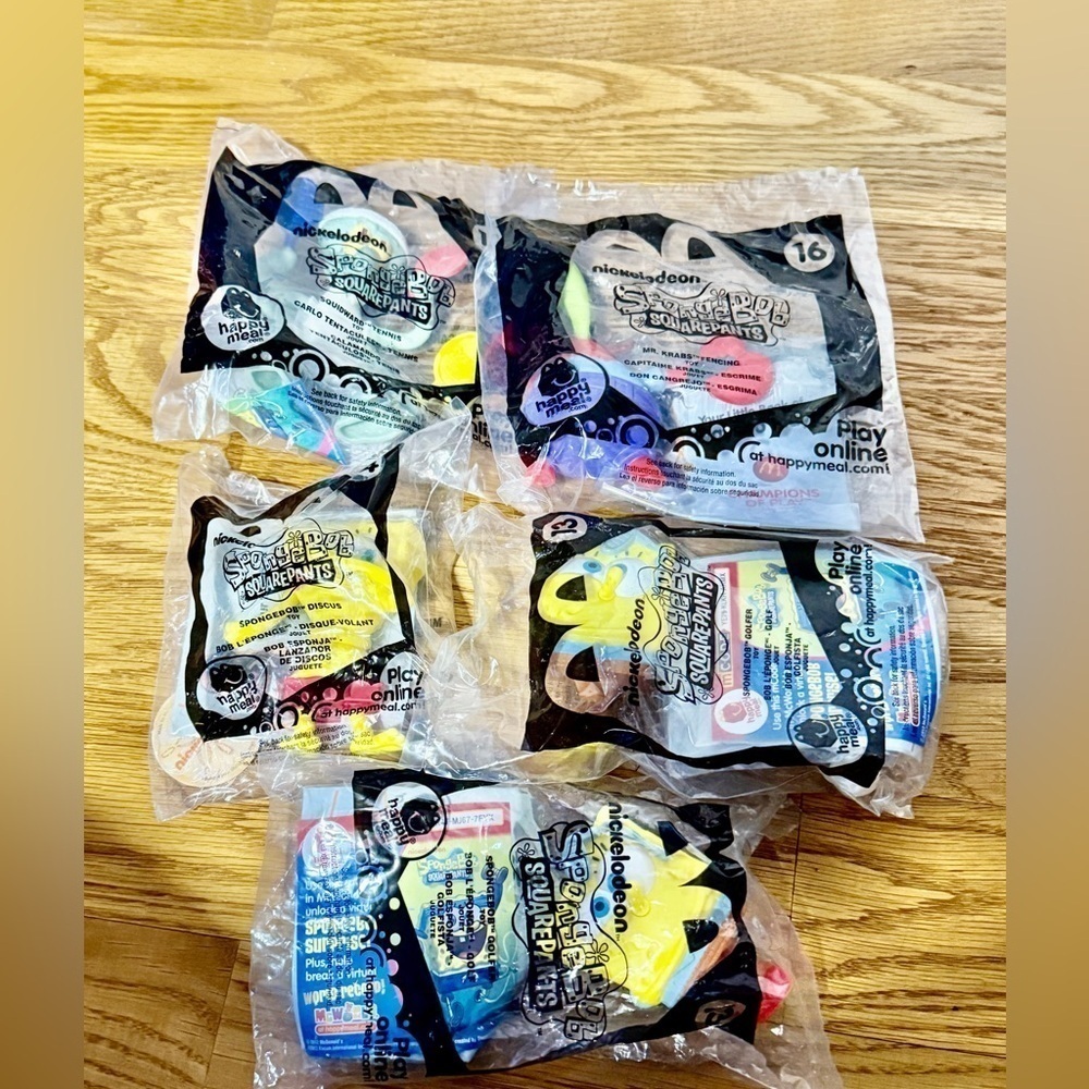 Lot Of 5 2012 Spongebob Macdonalds Toys​​​​​​​​